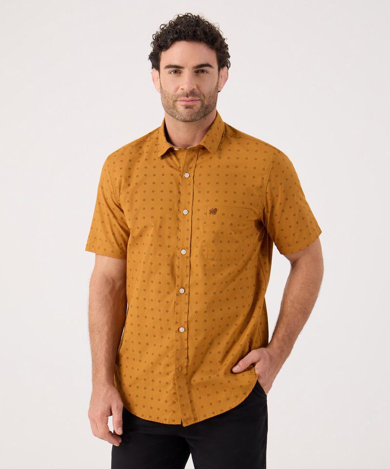 Camisa Manga Corta En Miniprints Con Bolsillo